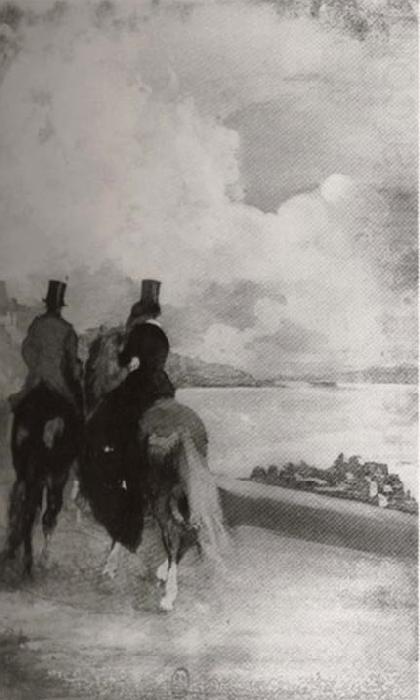 Two figures on the horseback, Edgar Degas